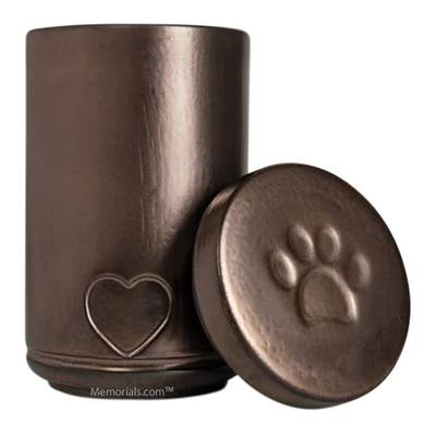 Brushed Paw Print Heart Pet Urn