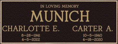 Classic Crypt Memorial Niche Plaque for Two