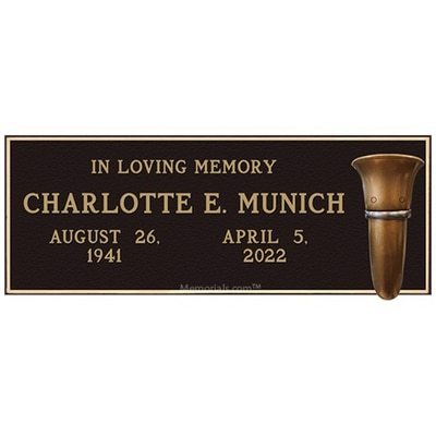 Classic Crypt Memorial Niche Plaque With Right Vase