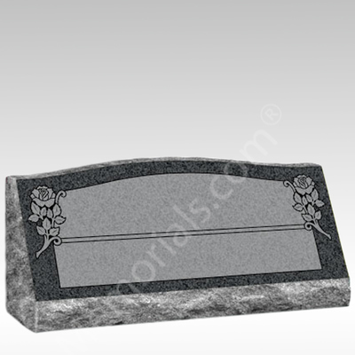 Corner Roses Granite Slant Grave Marker II