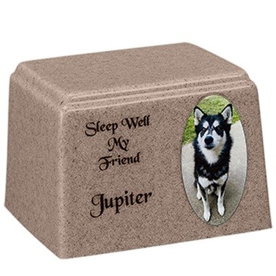 Desert Oval Cultured Pet Photo Urn