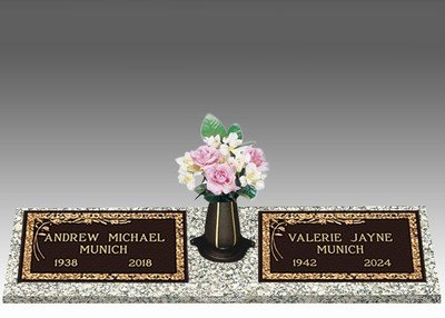 Dignity Castle Rose Double Large Bronze Headstone II