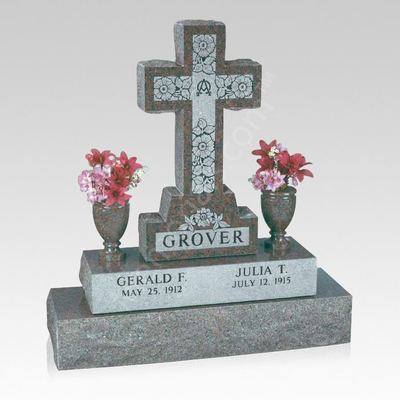 Dogwood Cross Upright Cemetery Headstone