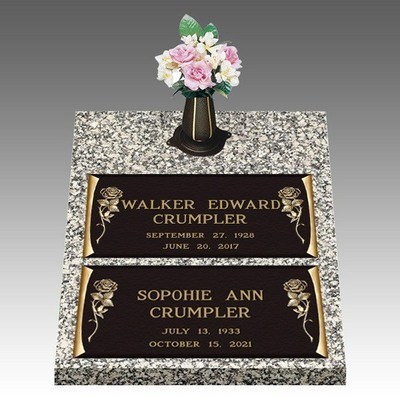 Dynasty Tea Roses Deep Double Bronze Headstone II