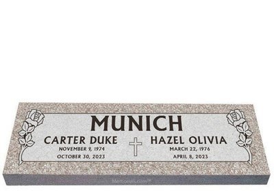 Everlasting Rose Companion Granite Headstone 60 x 20