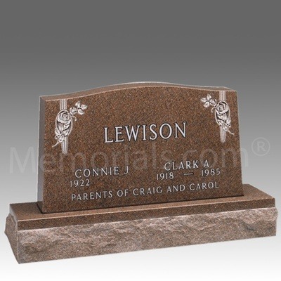 Everlasting Roses Granite Upright Headstone II