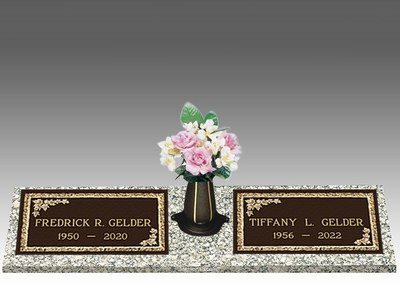 Fall Leaves Double Bronze Headstone II