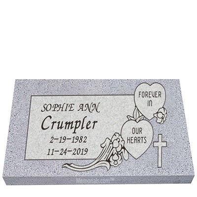 Forever In Our Hearts Granite Grave Marker 30 x 14