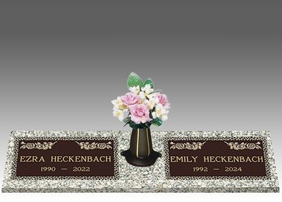 Garden of Life Rose Double Bronze Headstone II