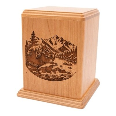 Grizzly Bear Wooden Urn