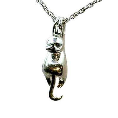 Hanging Cat Silver Cremation Necklace