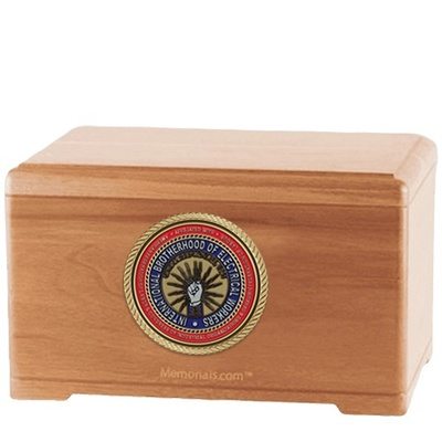 International Brotherhood of Electrical Workers Light Cherry Wooden Cremation Urn