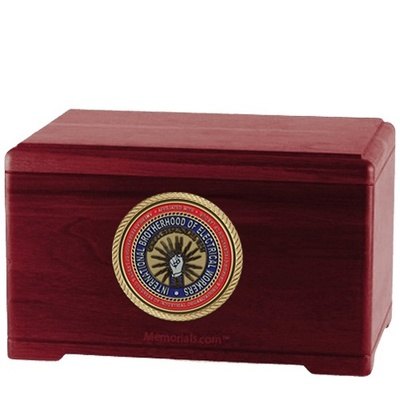 International Brotherhood of Electrical Workers Rosewood Wooden Cremation Urn