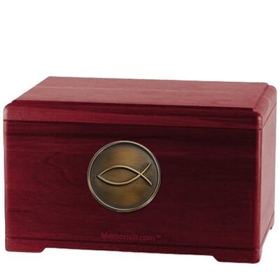 Jesus Fish Rosewood Wooden Cremation Urn