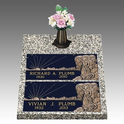 Leading Angel Deep Double Bronze Headstone II