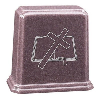 Lilac Cross and Bible Cremation Urn