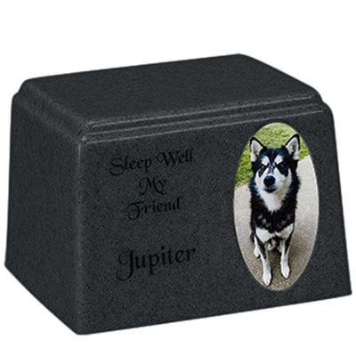 Midnight Oval Cultured Pet Photo Urn