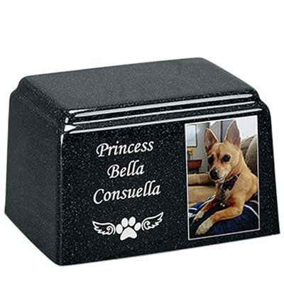 Midnight Rectangle Cultured Pet Photo Urn