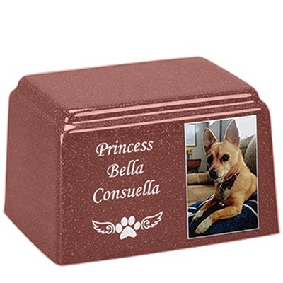 Morning Rose Rectangle Cultured Pet Photo Urn