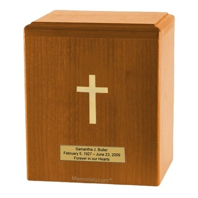 Oak Gold Cross Cremation Urn