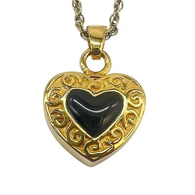 Onyx Gold Heart Cremation Pendant