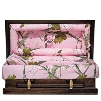 Pink Camo Wood Large Pet Casket