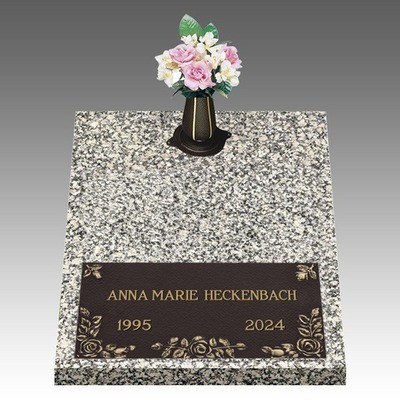 Roses on My Heart Deep Bottom Large Bronze Headstone II