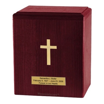 Rosewood Gold Cross Cremation Urn