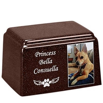 Rustic Rectangle Cultured Pet Photo Urn