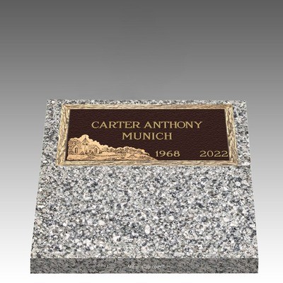 Scenic Church in the Vale Deep Top Large Bronze Headstone