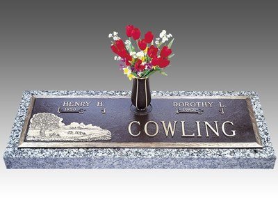 Scenic Green Pastures Bronze Headstone 36 x 13