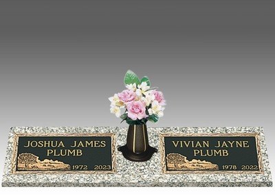 Scenic Green Pastures Double Large Bronze Headstone II