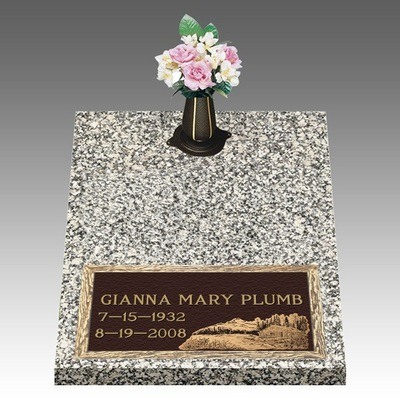 Scenic Mountain Retreat Deep Bottom Large Bronze Headstone II