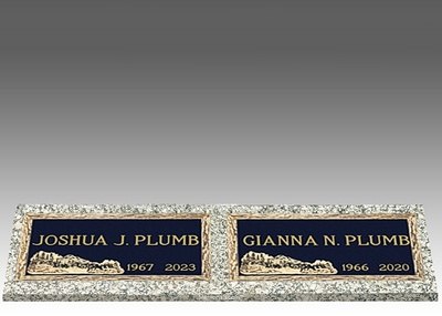 Scenic Paradise Double Large Bronze Headstone