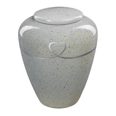 Silver Heart Ceramic Urn