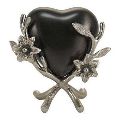 Silver Lily Heart Keepsake Urn