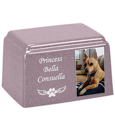 Soft Purple Rectangle Cultured Pet Photo Urn