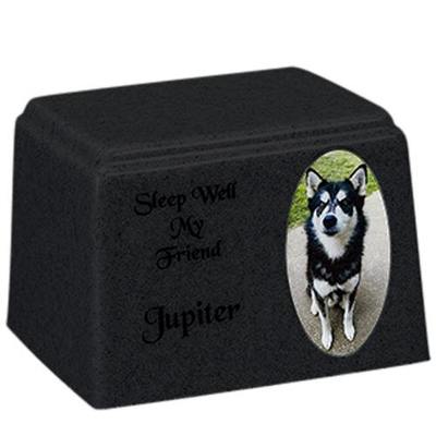 Space Oval Cultured Pet Photo Urn