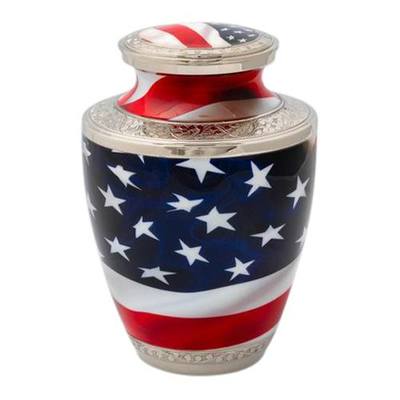 Stars and Stripes Metal Cremation Urn