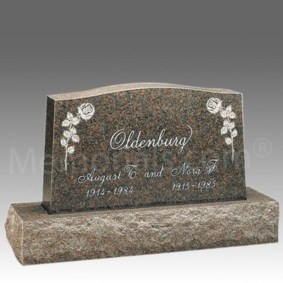 Tea Roses Granite Upright Headstone III