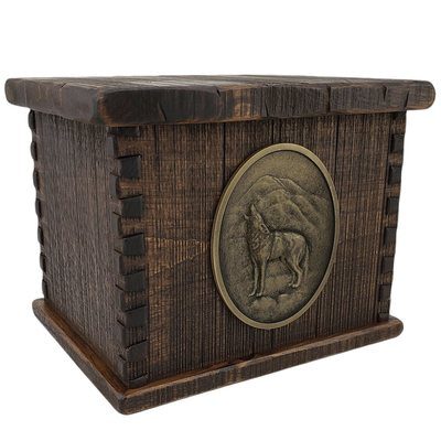 Timber Wolf Companion Wood Urn