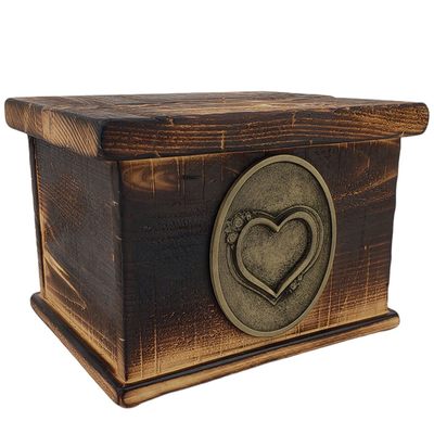 Vintage Heart Wooden Urn