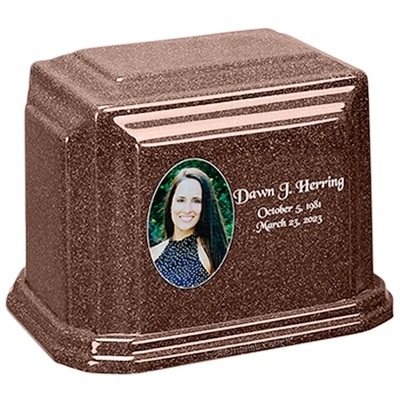 Wood Tone Cultured Photo Urn